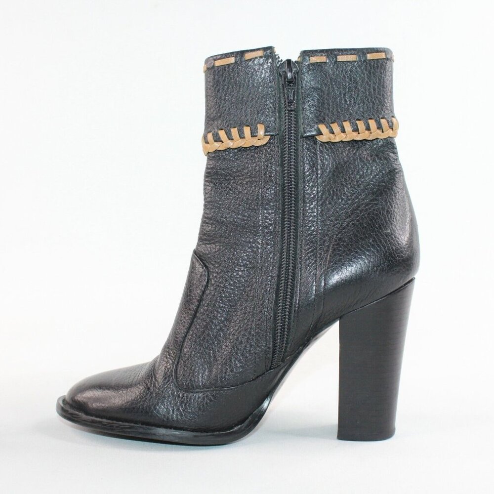 Carlos By Carlos Santana Womens 5M Black Leather Side Zip Ankle High Heel Boots - Picture 6 of 12